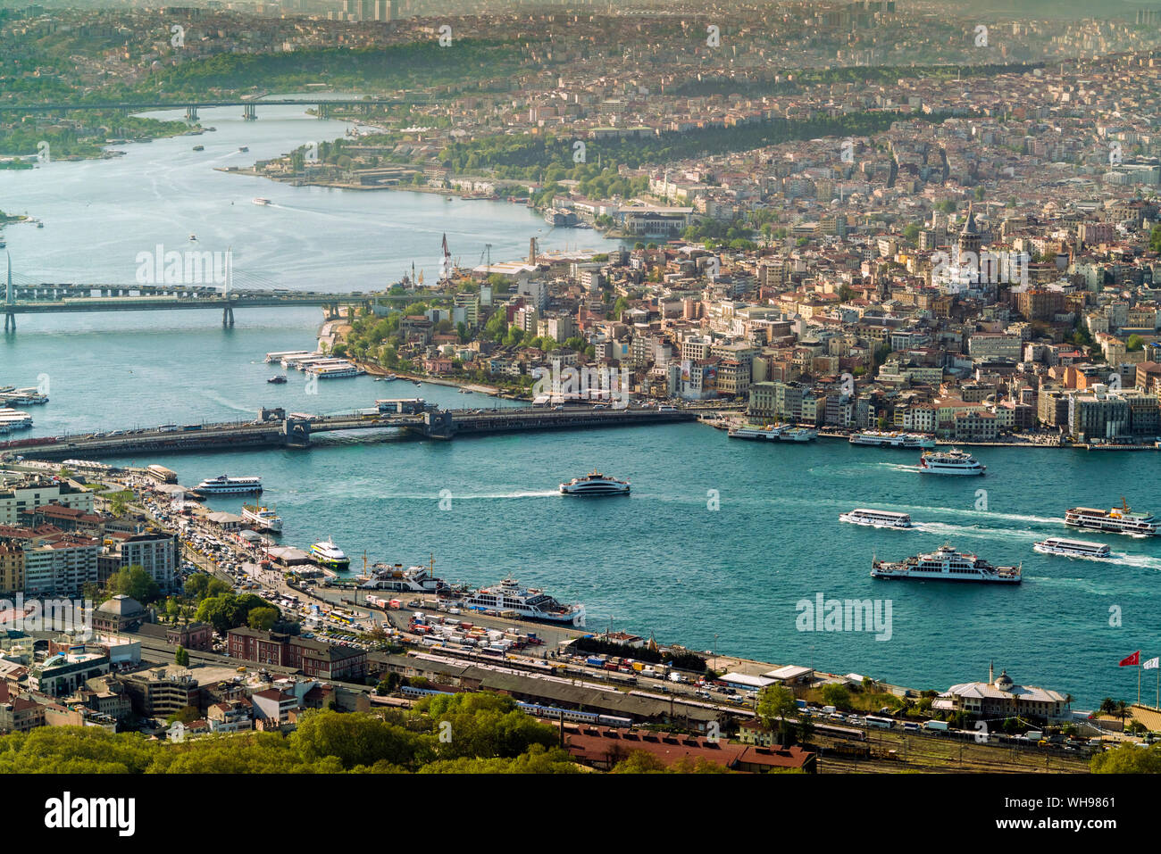Blick auf den europäischen Teil von Istanbul von oben, Istanbul, Türkei, Europa Stockfoto