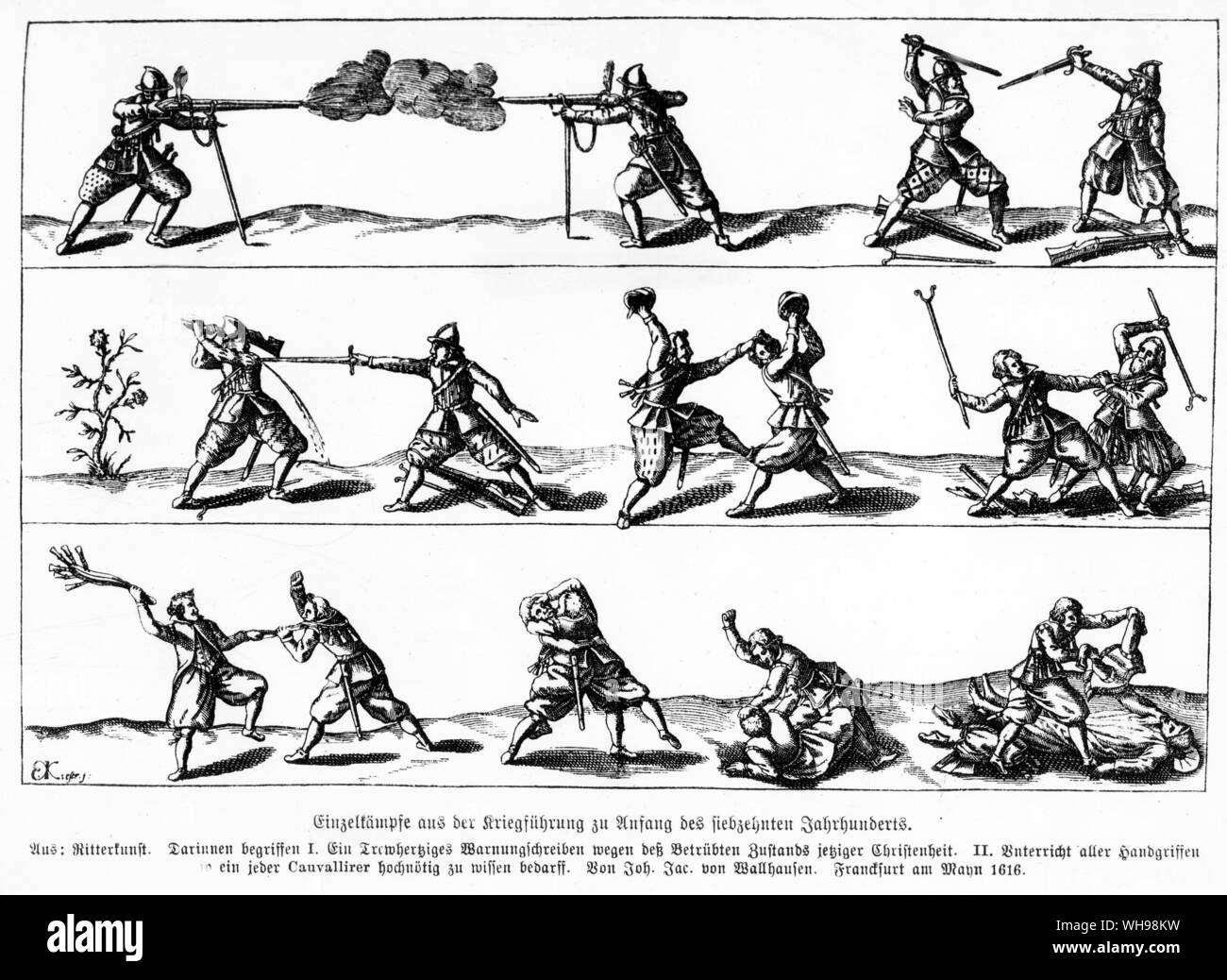 Kriegsführung/deutschen Musketiere und Soldaten aus dem 17. Jahrhundert. Stockfoto