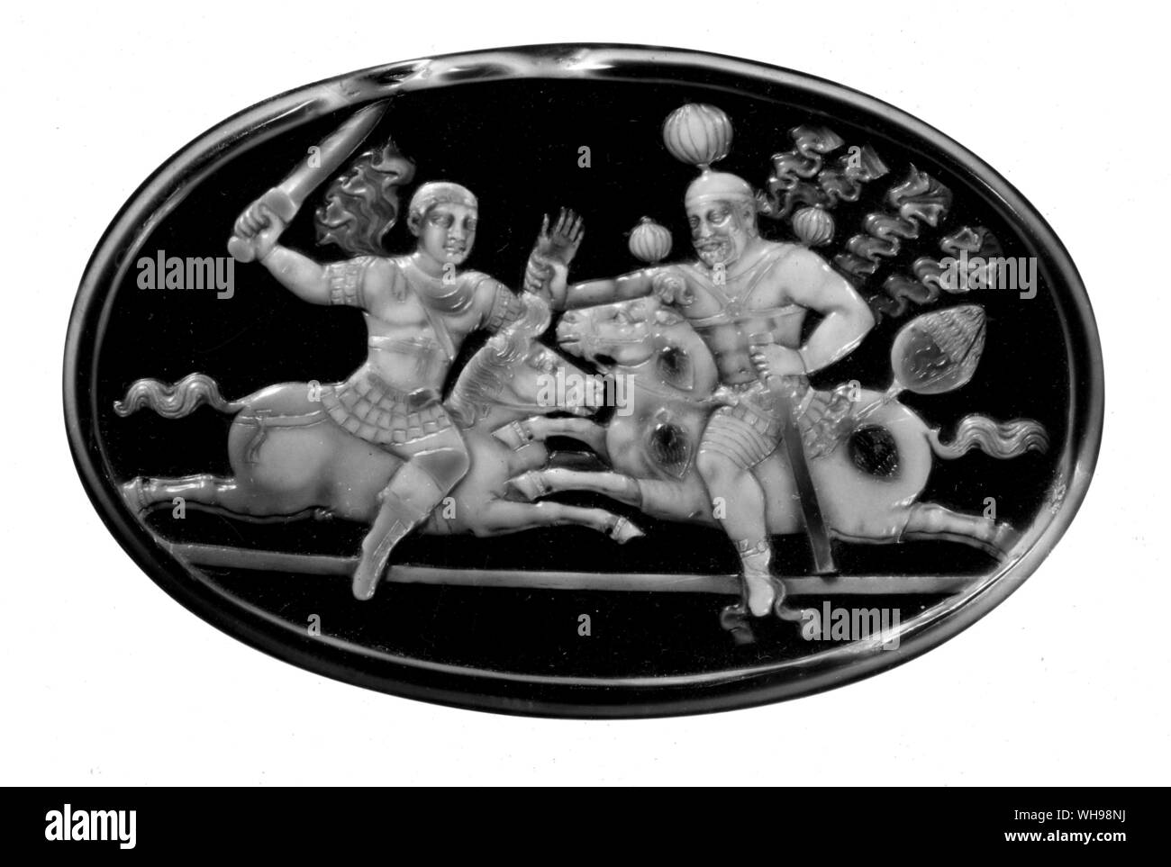 Alten Kriegsführung: Stein übersicht Schapur Erfassung Kaiser Valerian im 3. Jahrhundert geschnitzt. Stockfoto
