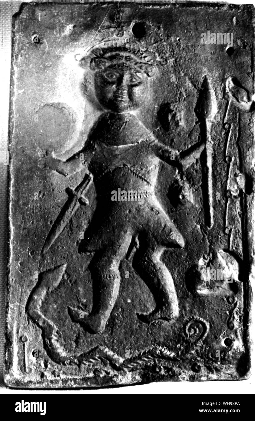 Kriegsführung/3. Jahrhundert n. Chr. ein Barbar mit einem Speer. Stockfoto