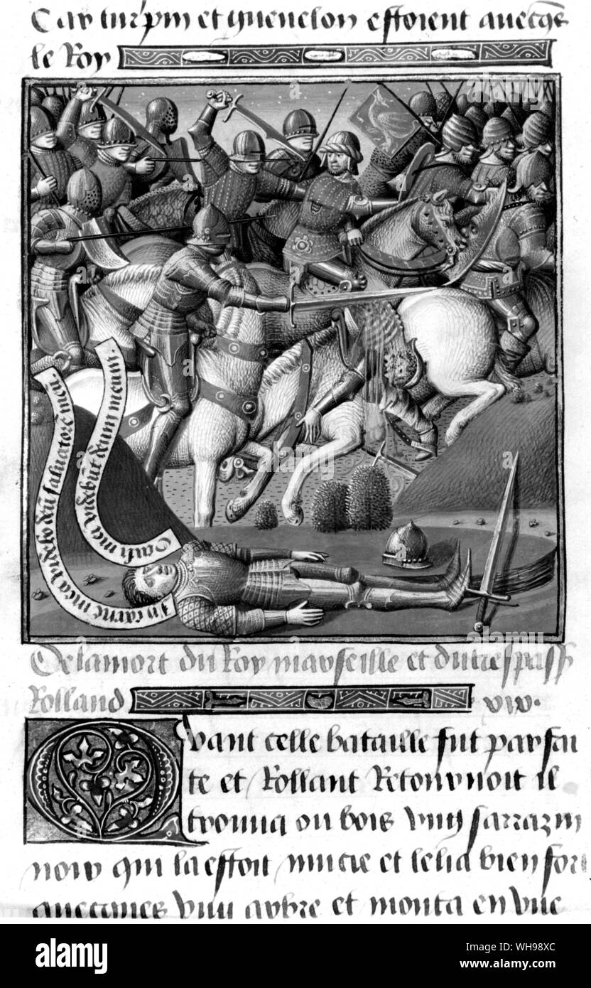 Europäische Krieg/Kampf gegen die Basken im mittelalterlichen Frankreich. Stockfoto