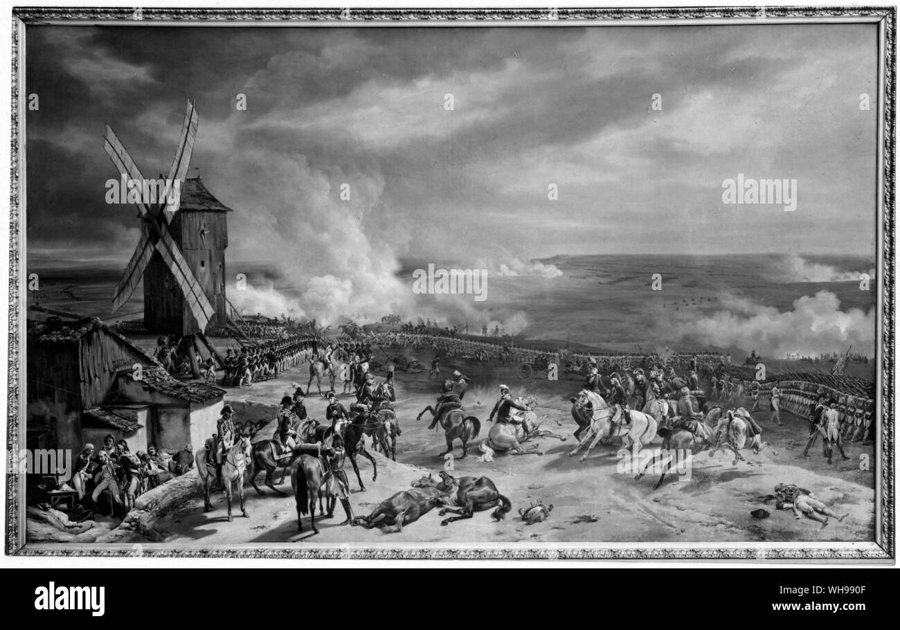 Europäische Kriegsführung/Frankreich, 18. Jahrhundert: In der Schlacht von Valmy die französischen Revolutionäre Armee angehalten die anrückenden Preußen durch einen enormen Kanonade.. Stockfoto