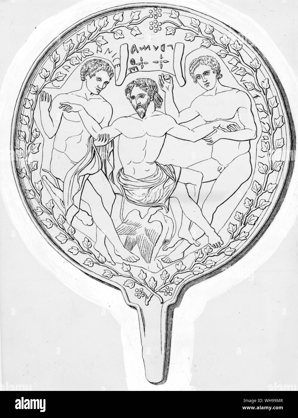 Eine Zeichnung von einem bronzenen Spiegel von Sir Willliam Betham von etrurien Celtitca o Stockfoto