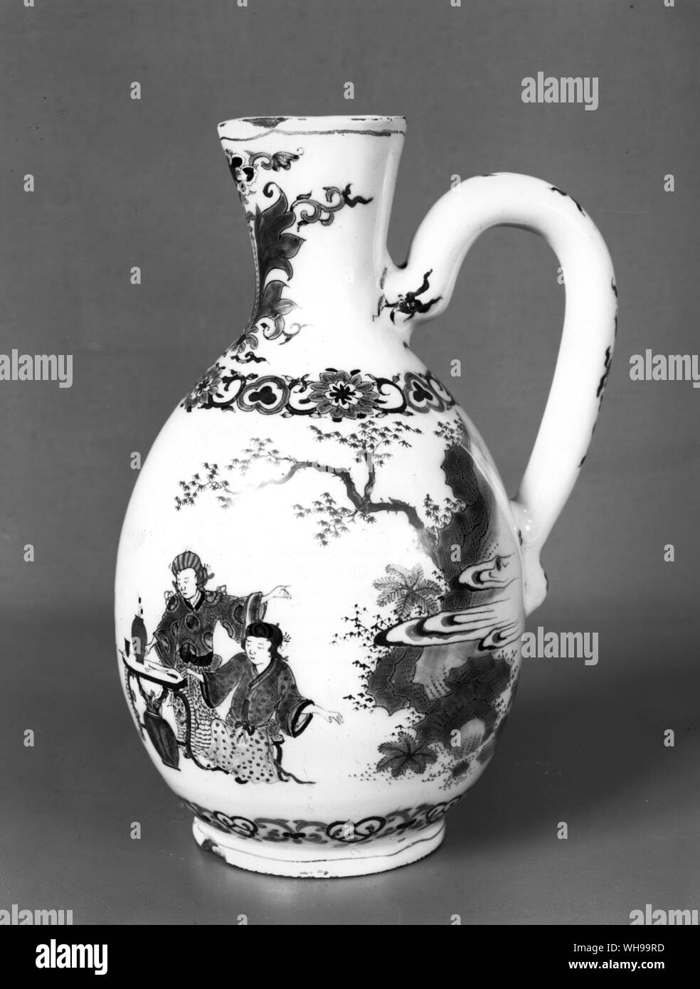 Delft polychrome Kanne durch Hoppesteyn, 17. Stockfoto