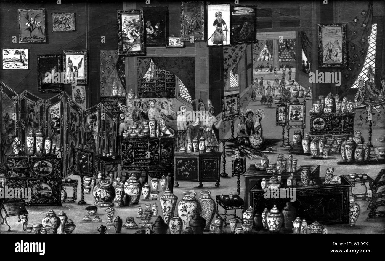 Die chinesischen Händler Shop. Von einer chinesischen Malerei, 18. Jahrhundert Stockfoto