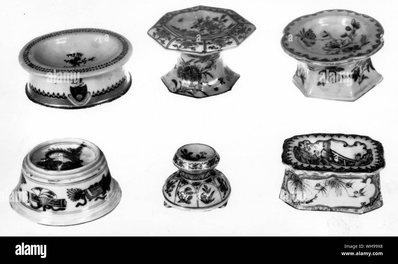 18. Jahrhundert chinesischen Salz, die Form von Europäischen Silber genommen (unten links) Stockfoto