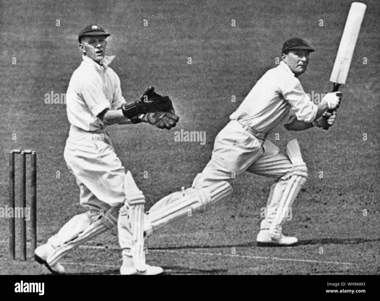 Charles J Barnett batting v Australien in Nottingham 1938. B A Barnett hält Wicket Stockfoto