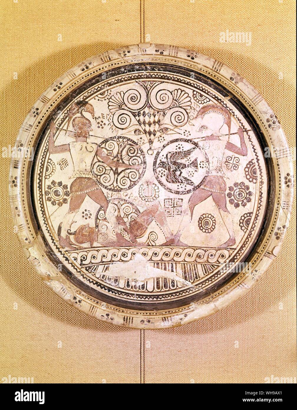 Archäologie griechische bemalte Keramik beschreibenden Stockfoto