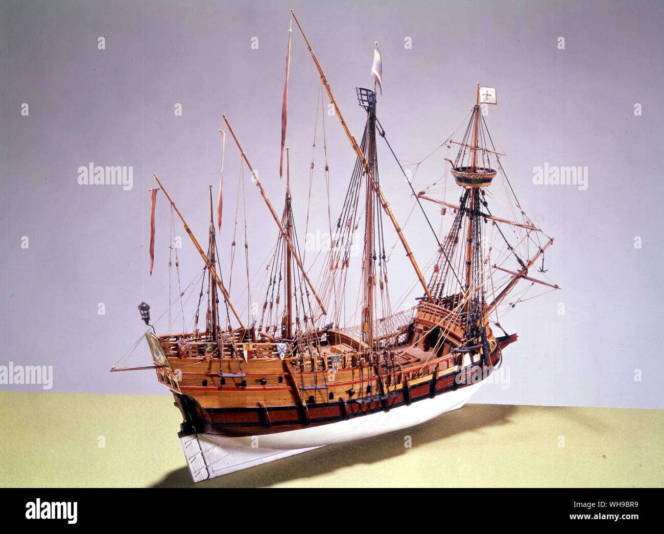 Portugiesische caravela, 1535. Modell des Schiffes. Stockfoto
