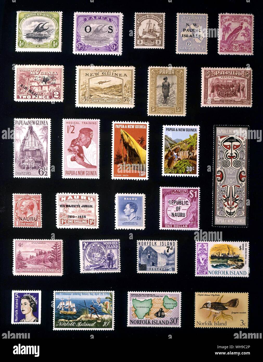 Australien und Polynesien - AUSTRALIAN PACIFIC ABHÄNGIGKEITEN: (von links nach rechts) 1. British New Guinea, 0,5 Cent, 2. Papua-neuguinea, 9 Pence, 1932, 3. Deutsch Neu Guinea 3 Pfennig, 1901, 4. North West Pacific Islands, 6 Pence, 1919, 5. New Guinea, 3,5 Pence, 1932, 6. New Guinea, 2 Pence, 1931, 7. New Guinea, 5 Groschen, 1939, 8. Papua-neuguinea, 5 Groschen, 1932, 9. Papua, 5 Pence, 1934, 10. Papua und Neuguinea, 6,5 Pence, 1952, 11. Papua und Neuguinea, 1 Shilling 2 Pence, 1964, 12. Papua und Neuguinea, 10 Cent, 1971, 13. Papua und Neuguinea, 30 Cent, 1972, 14. Papua und Neuguinea, 10 + 10 Cent, 1969, 15. Stockfoto