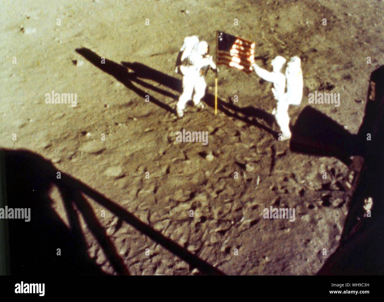 Raumfahrt Astronauten auf dem Mond. Neil Armstrong und Edwin Aldrin, Apollo 11. Stockfoto