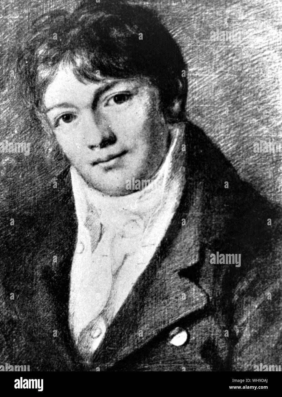 Humboldt als junger Mann. Kohlezeichnung von Daniel Caffe Stockfoto