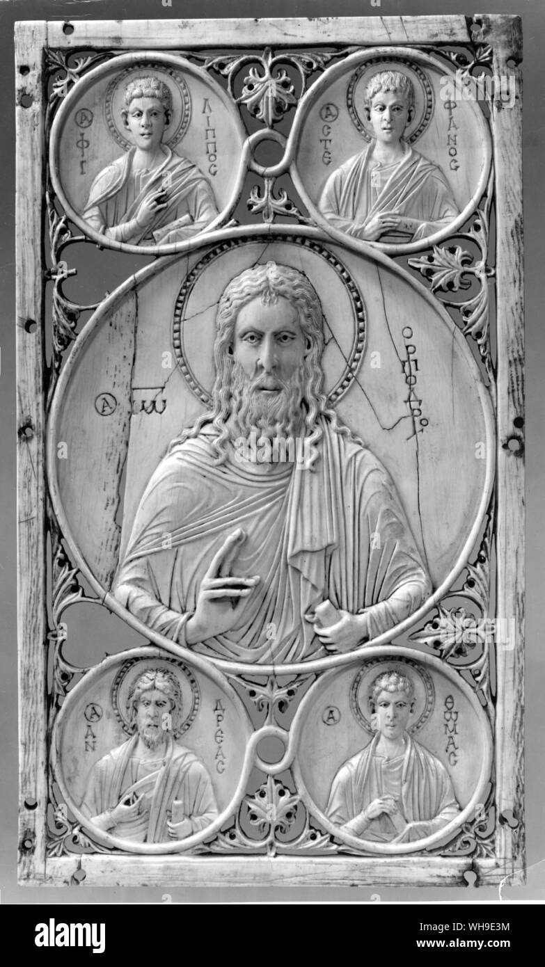 Johannes der Täufer (Vetter von Jesus Christus) und der Apostel, Stephen, Philip, Andreas und Thomas. Stockfoto