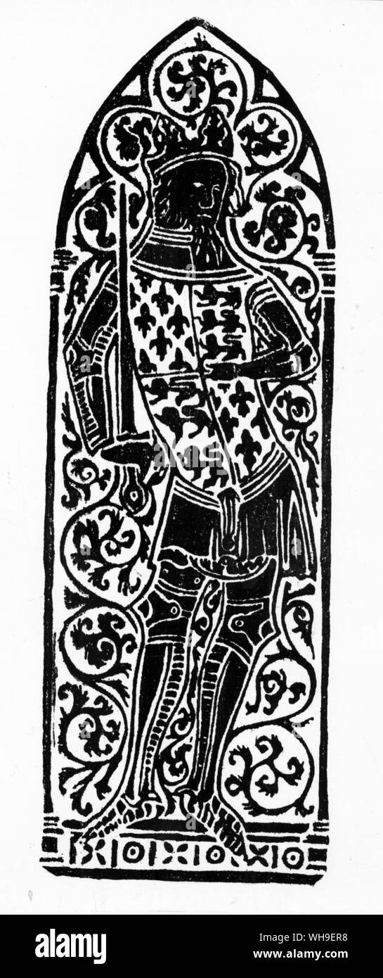 König Edward III (1312-1377). Brass rubbing des englischen Königs von 1347 von John Henderson an der Pfarrkirche, Elsing, Norfolk. Stockfoto