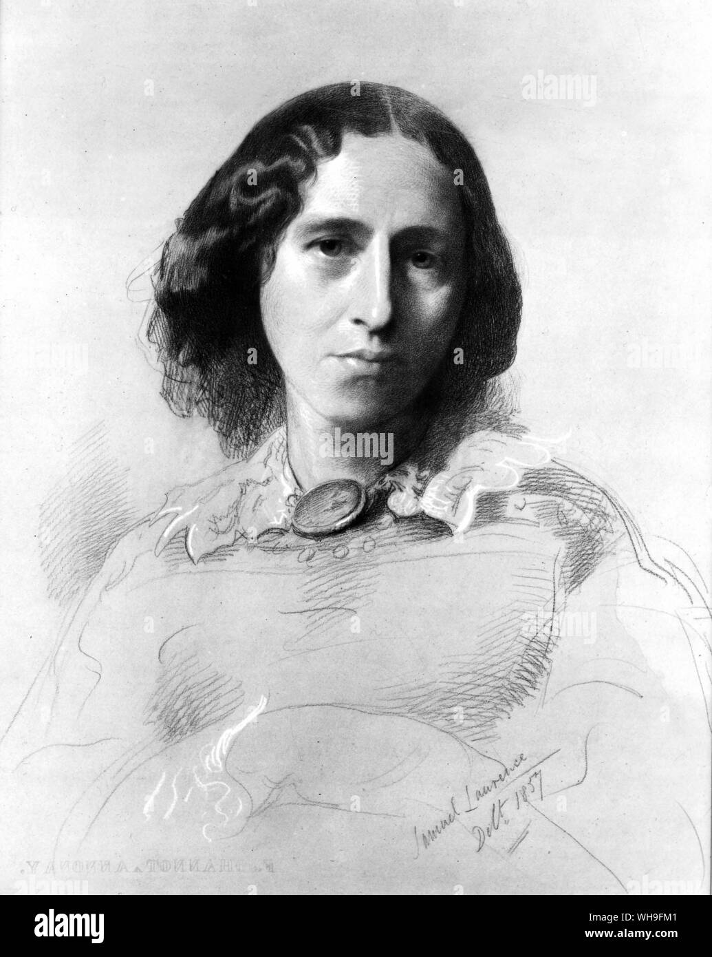 George Eliot, um 1860 (Pseudonym von Mary Ann Evans 1819-1880). Skizze von Samuel Laurence. Stockfoto