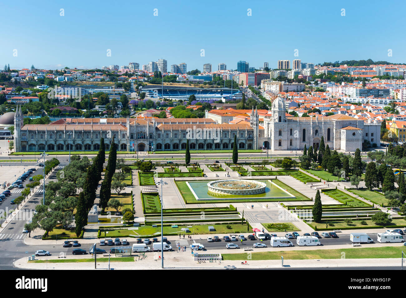 Luftaufnahme des Hieronymus-kloster (Kloster des Hieronymites), UNESCO-Weltkulturerbe, Belem, Lissabon, Portugal, Europa Stockfoto