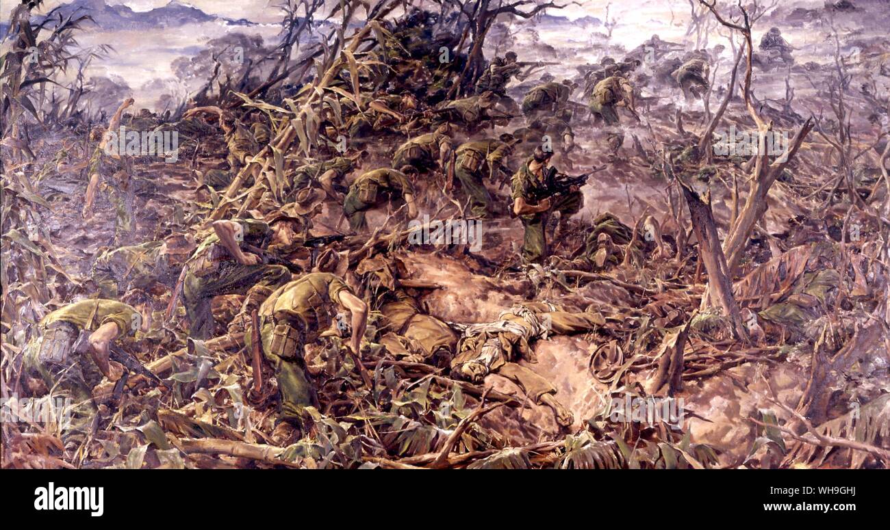 Die alten Vickers position Bobdubi Ridge New Guinea vom 27. Juli 1943 Stockfoto