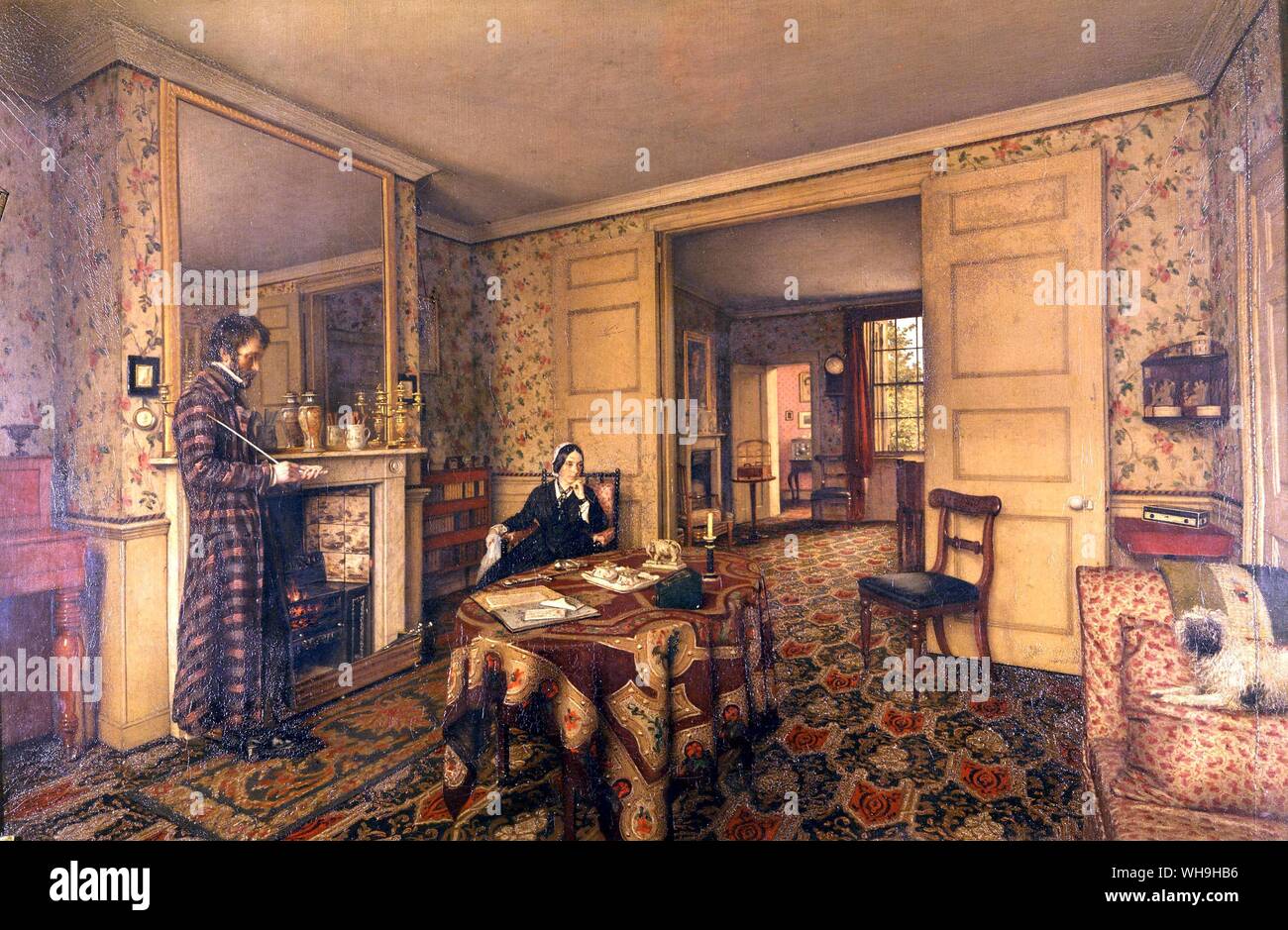 Thomas und Sabine Carlyle im Wohnzimmer des Chelsea House, Öl auf Leinwand, Robert Scott Tait 1858 Stockfoto