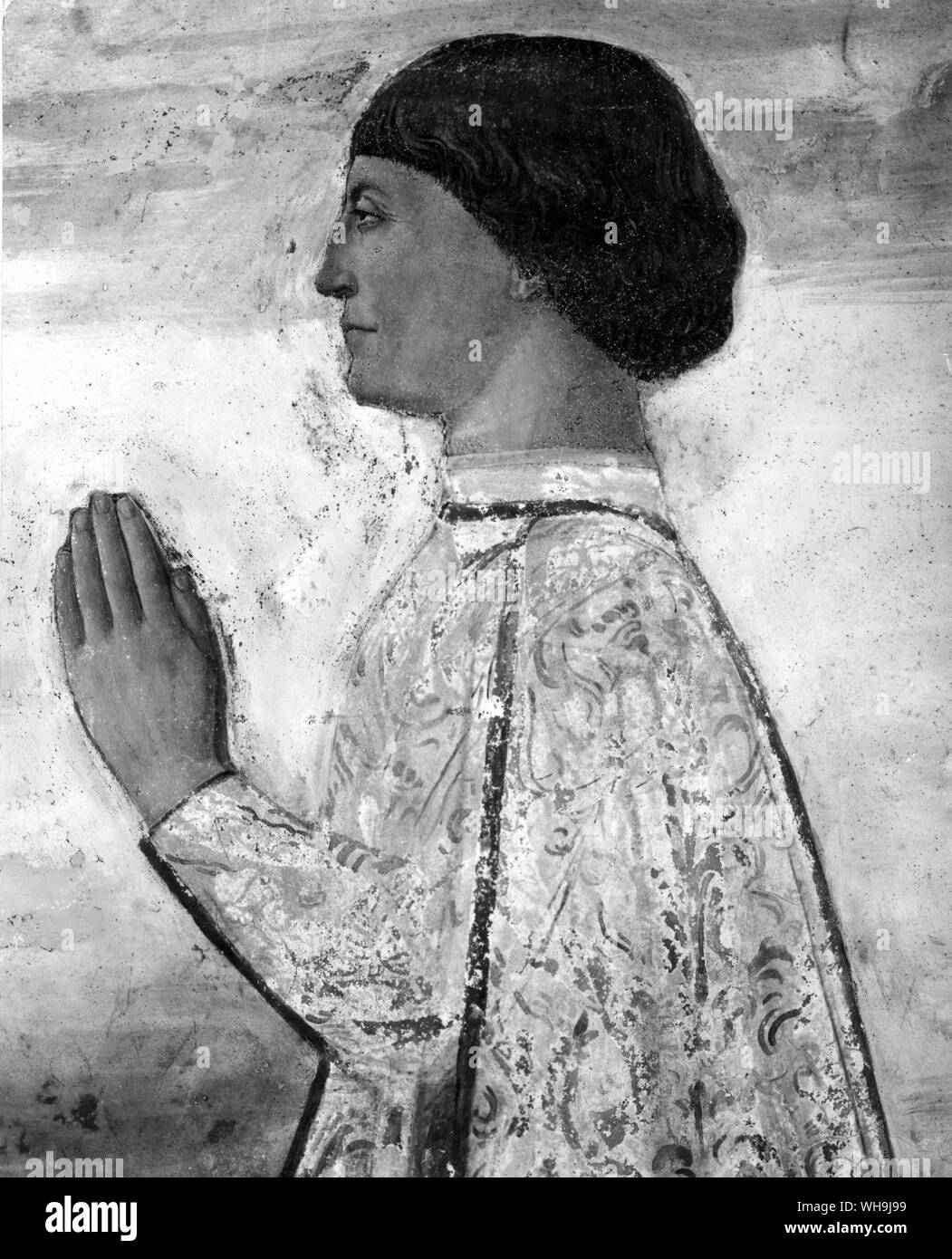 St Sigismondo Malatesta, Detail aus Fiesco. Von Piero Della Francesca. Stockfoto