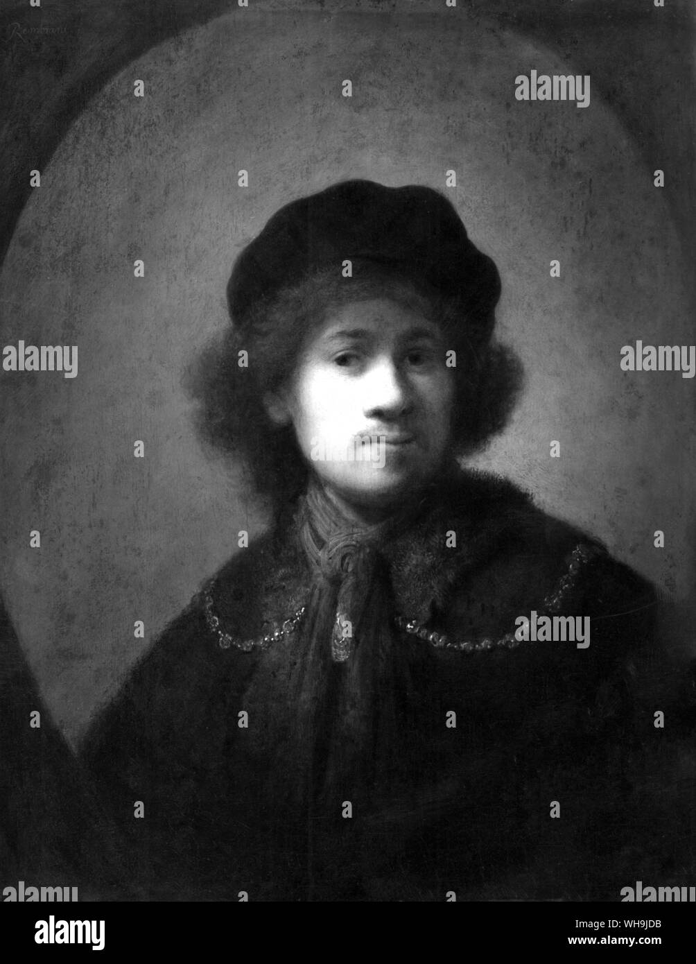 Rebrandt - Selbstportrait als junger Mann. Stockfoto