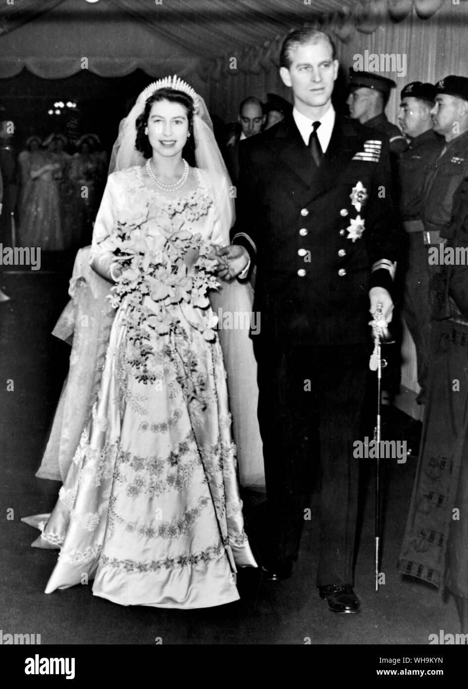 UK: die Ehe von Prinzessin Elizabeth und Philip, 20. November 1947. Später Königin Elizabeth II und der Herzog von Edinburgh. Stockfoto