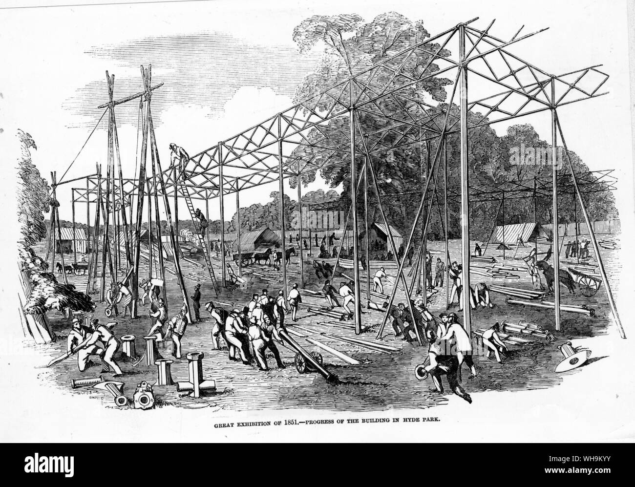 Die Weltausstellung von 1851 - Fortschritte der Gebäude im Hyde Park.". Illustrated London News Okt. 12 1850. Stockfoto