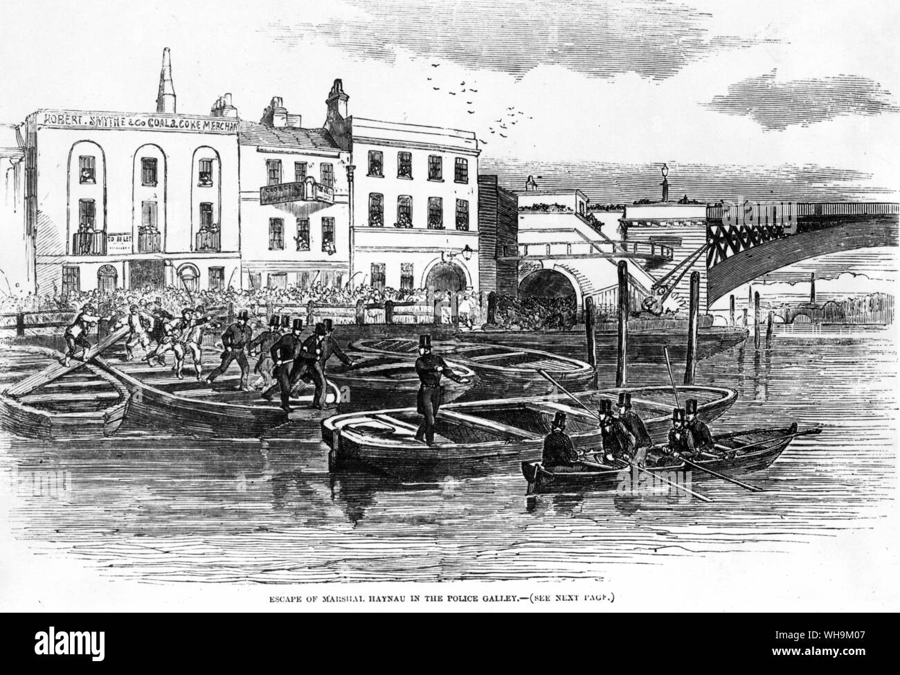 'Escape Marschall Haynau in der Polizei Kombüse '.' Haynau Minister der österreichisch-ungarischen Monarchie war. Er war berüchtigt als der Mann, der die Revolution 1848 in Österreich-ungarn zertrümmert. Stockfoto