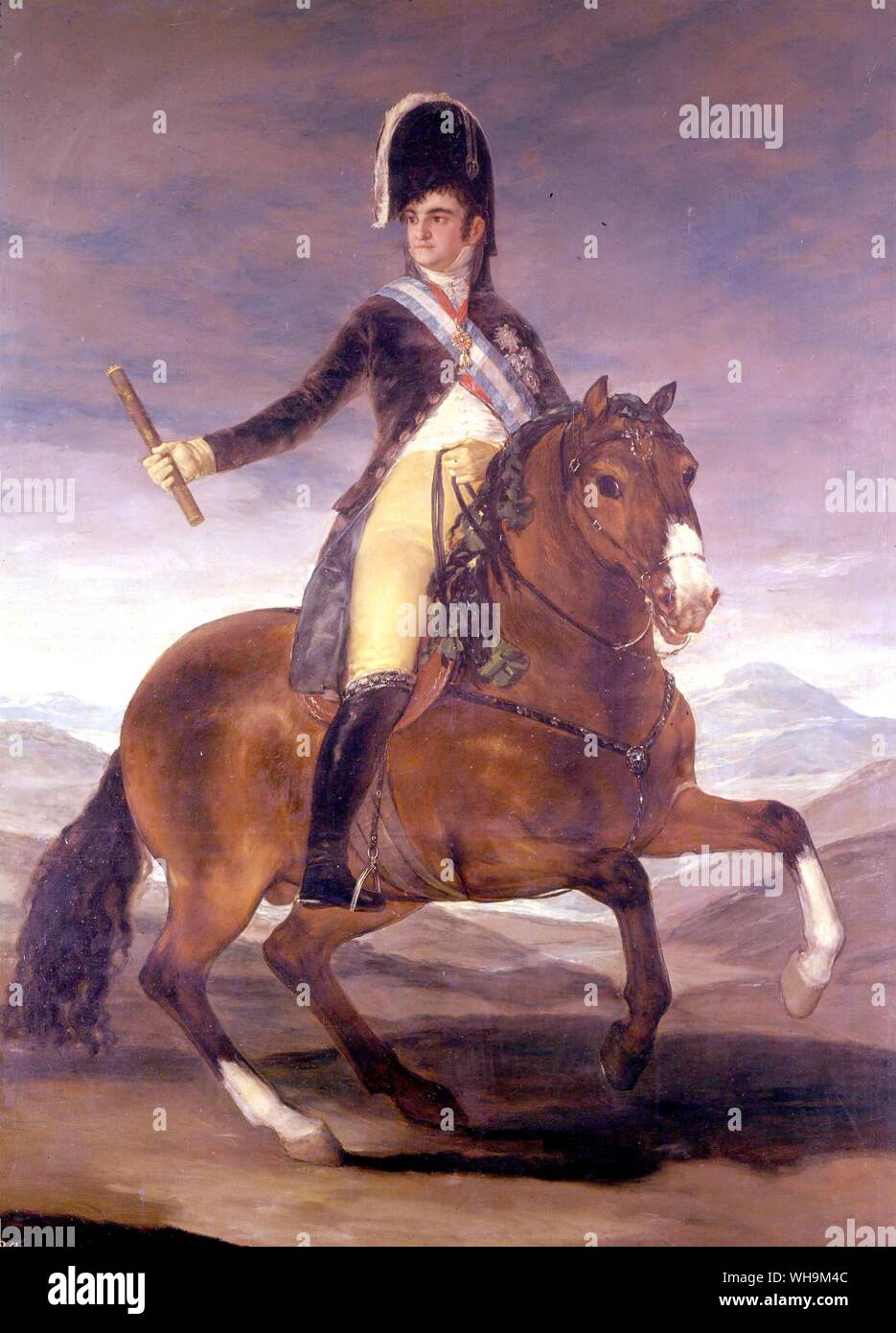 Equestrian portrait von Fernando VII. Stockfoto