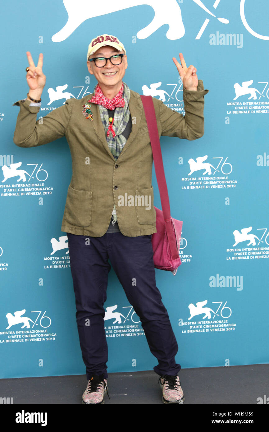 Italien, Lido di Venezia, 2. September 2019: Der Regisseur Yonfan (Hong Kong) an der fotoauftrag der Animation Film 'JI Yuan Tai Qi Hao' Nr. 7 (Kirsche Stockfoto