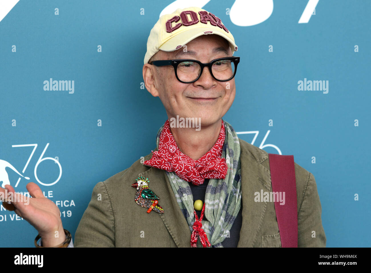 Italien, Lido di Venezia, 2. September 2019: Der Regisseur Yonfan (Hong Kong) an der fotoauftrag der Animation Film 'JI Yuan Tai Qi Hao' Nr. 7 (Kirsche Stockfoto