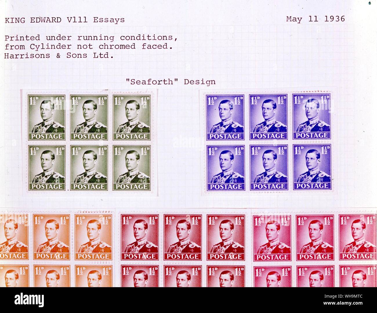 Projiziert, Briefmarken von König Edward VIII 1937 Stockfoto