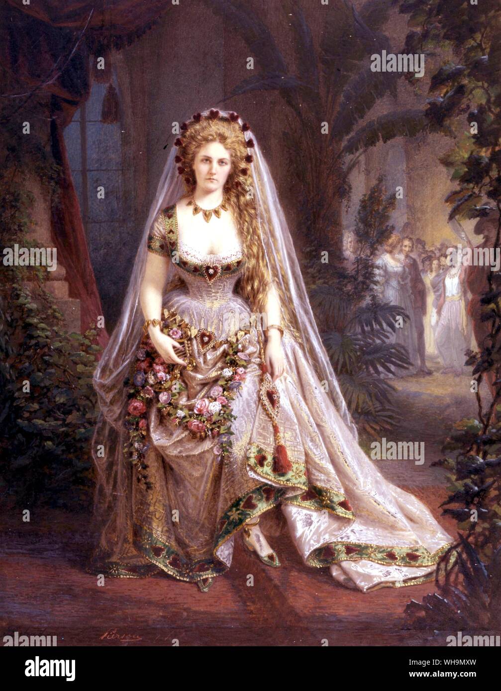 Comtesse de Castiglione gekleidet, wie die Königin der Herzen Stockfoto