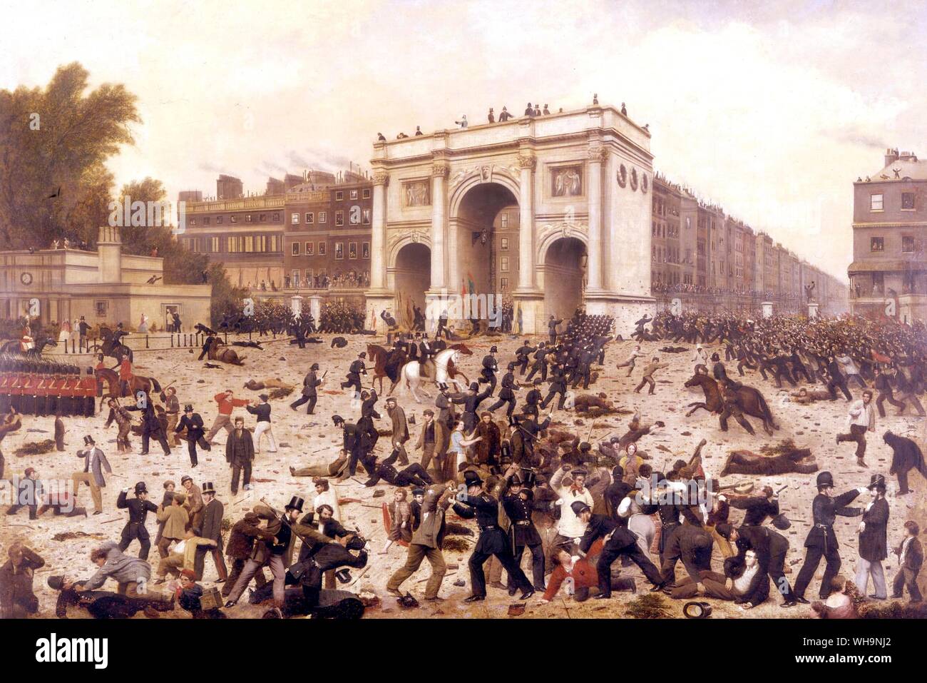 Männlichkeit Wahlen Unruhen im Hyde Park von Nathan Höchsten 1866 Stockfoto