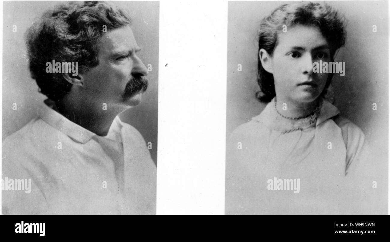 Susy Clemens, 1872-96 (rechts) und Mark Twain (links) - Foto von Mark Twains Biographie Stockfoto