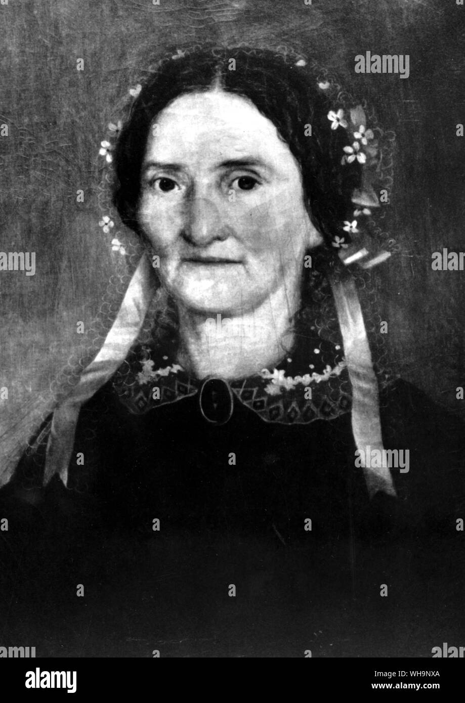 Jane Lampton Clemens, Mark Twains Mutter, die von einem Künstler namens Brady in St. Louis im Jahre 1858 oder 1859 gemalt - Foto von Mark Twains Biographie Stockfoto