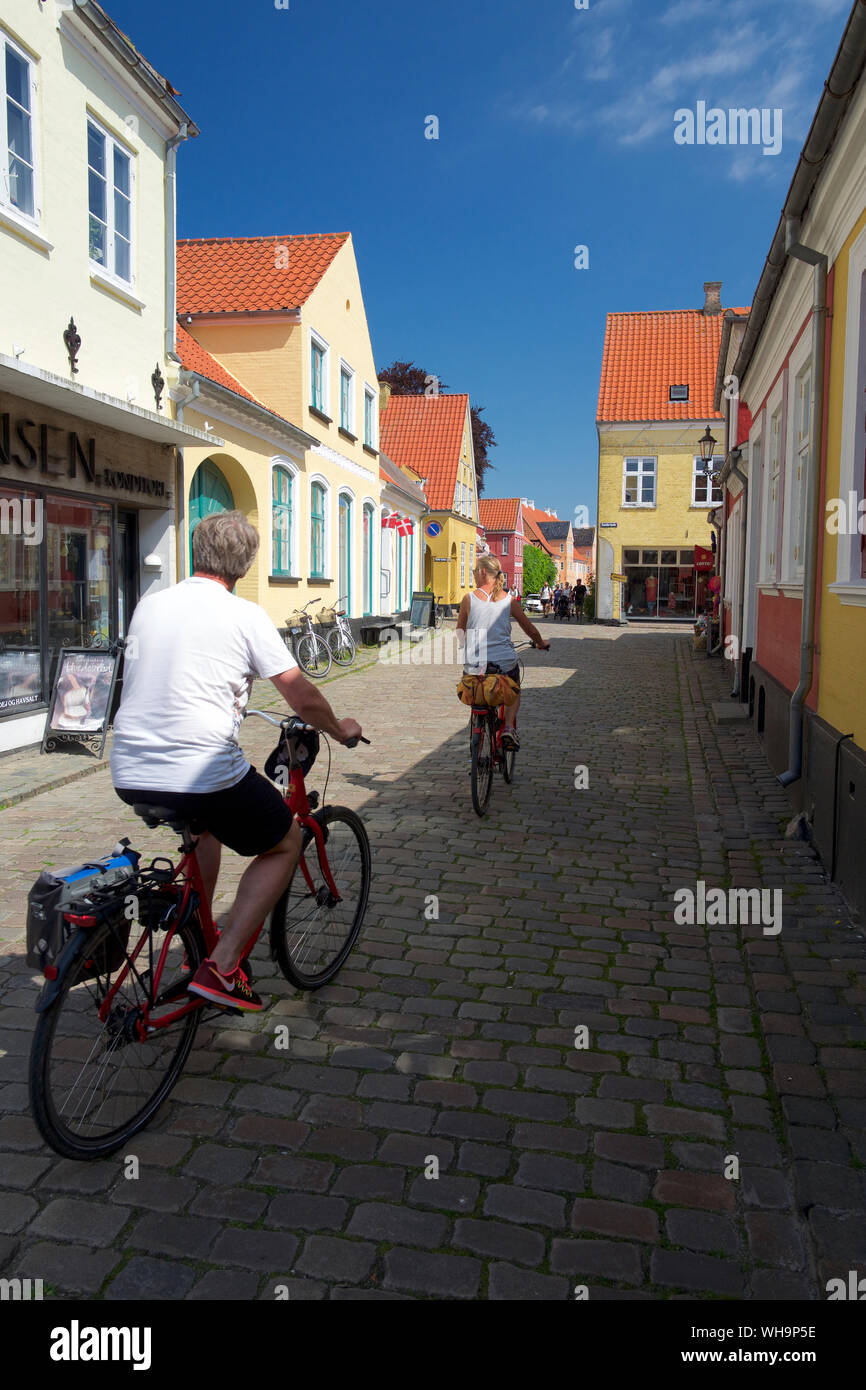 Radfahren in Aeroskobing, Aero Insel Fünen, Dänemark, Europa Stockfoto
