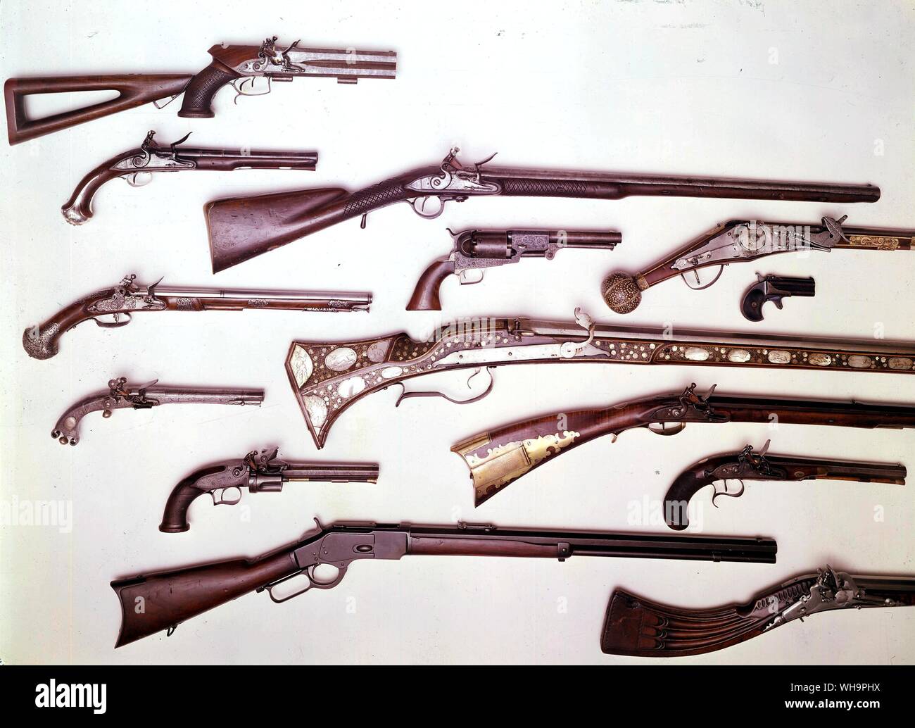 Auswahl von Feuerwaffen Stockfoto