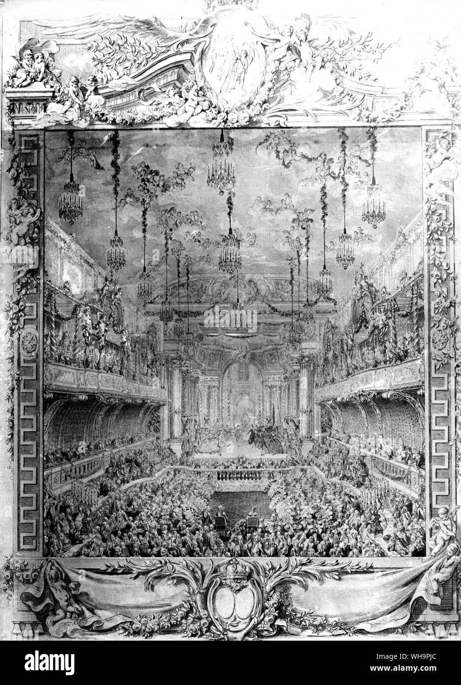 Die Dekoration der Zimmer in Versailles für die Präsentation einer Gala anlässlich der Hochzeit des Dauphin von Frankreich und Marie-Therese Spanien errichtet. Von C. N Cochin. 19. Stockfoto