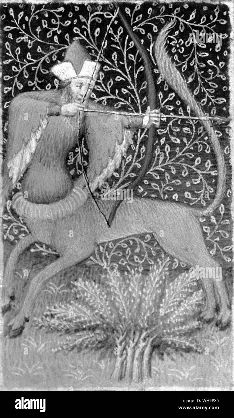 Tarot Karte - Schütze die centaur Archer, halb und halb Pferd, mit Mäßigung auf moderne Interpretationen verbunden Stockfoto