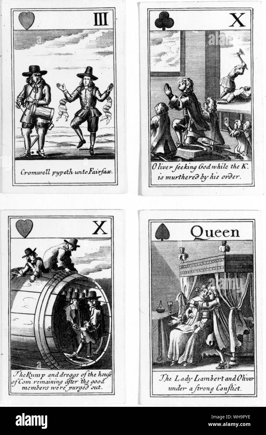 Tarot Karten - (oben rechts) zeigt eine vermeintliche Amour von Oliver Cromwell Stockfoto
