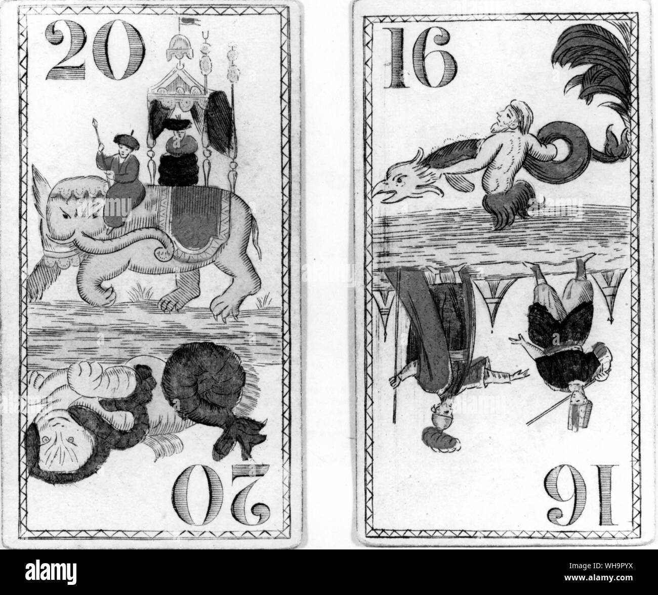 Die moderne Wiener Karten mit unterschiedlichen Bilder für die zwei Wege, Stockfoto