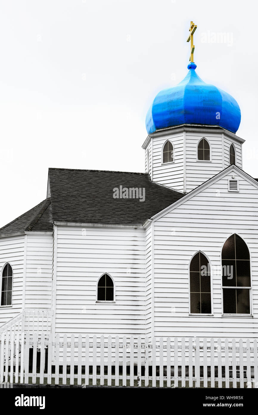 Russisch-orthodoxe Kirche, Kodiak, Alaska, Vereinigte Staaten von Amerika, Nordamerika Stockfoto