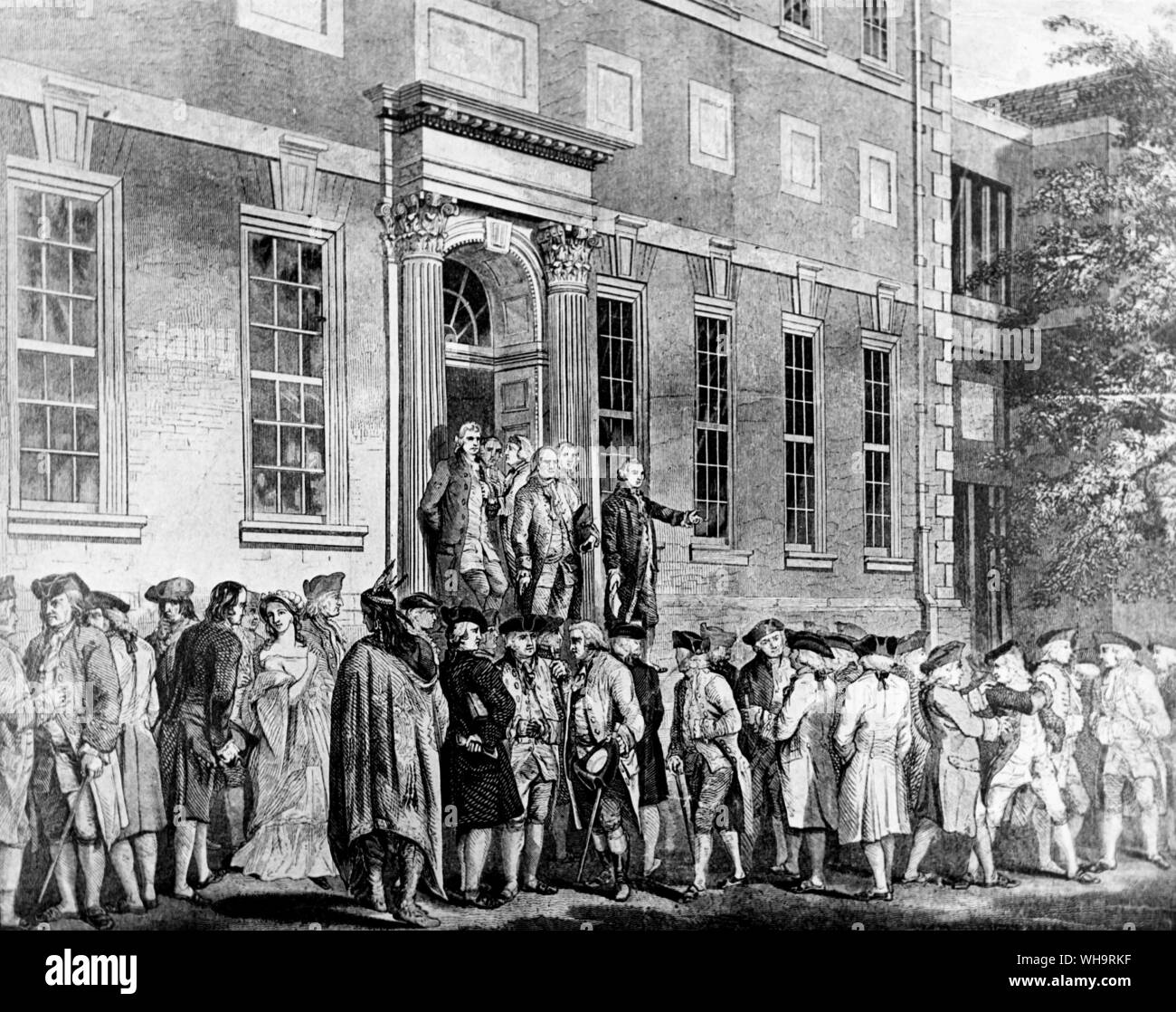 Die Independence Hall, Philadelphia, am Vorabend der 4. Juli 1776. Stockfoto