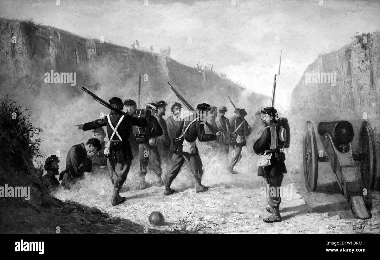 USA: Amerikanische Bürgerkrieg/US Kavalleristen in einem Bürgerkrieg Szene. Stockfoto