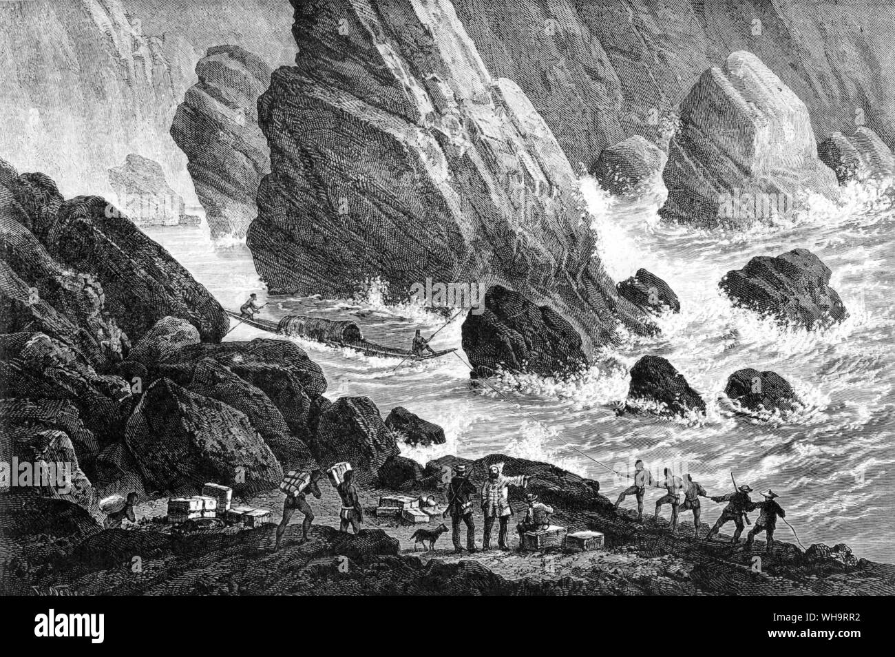 Passage von Keng Pansoa. Von: "Voyage d'Exploration in Indochina' von Francis Garnier, Paris, 1873. Stockfoto