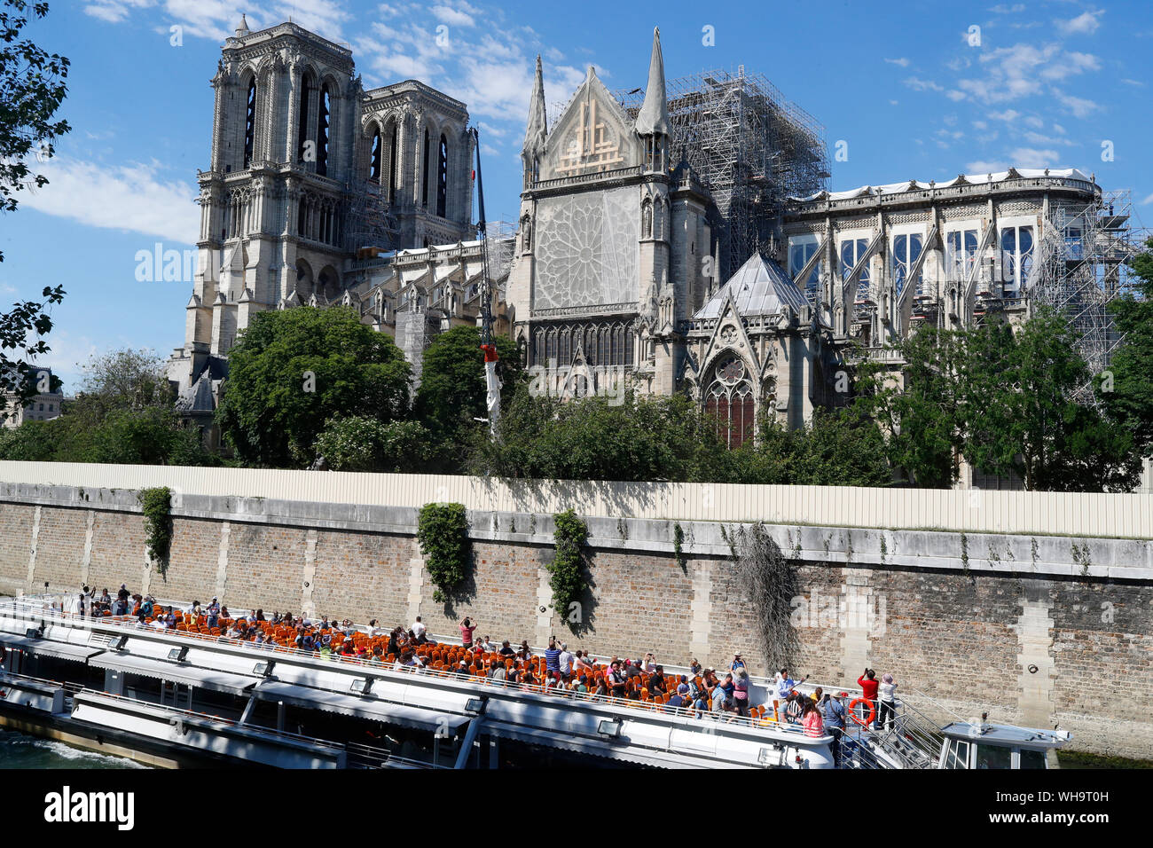 Konsolidierung Arbeit nach dem Brand, der Kathedrale Notre Dame de Paris, Paris, Frankreich, Europa Stockfoto
