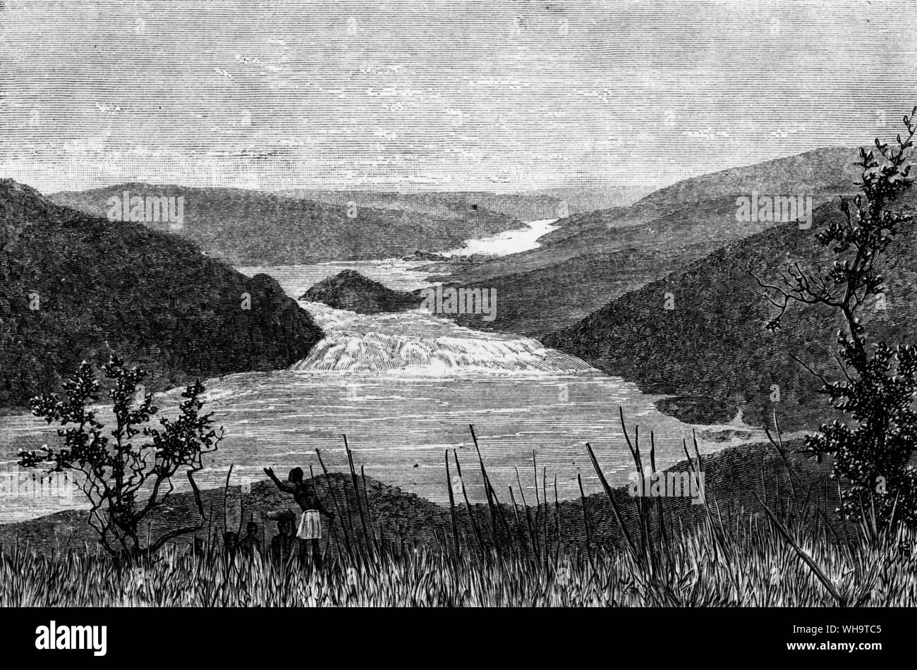 Afrika: Kongo. Blick auf Yellala fällt vom linken Ufer. Stockfoto