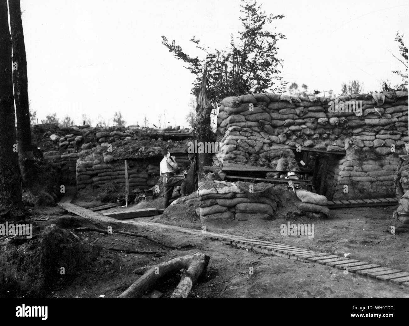 WW1: Frankreich: Blick in die erste Zeile graben, 1915. Stockfoto