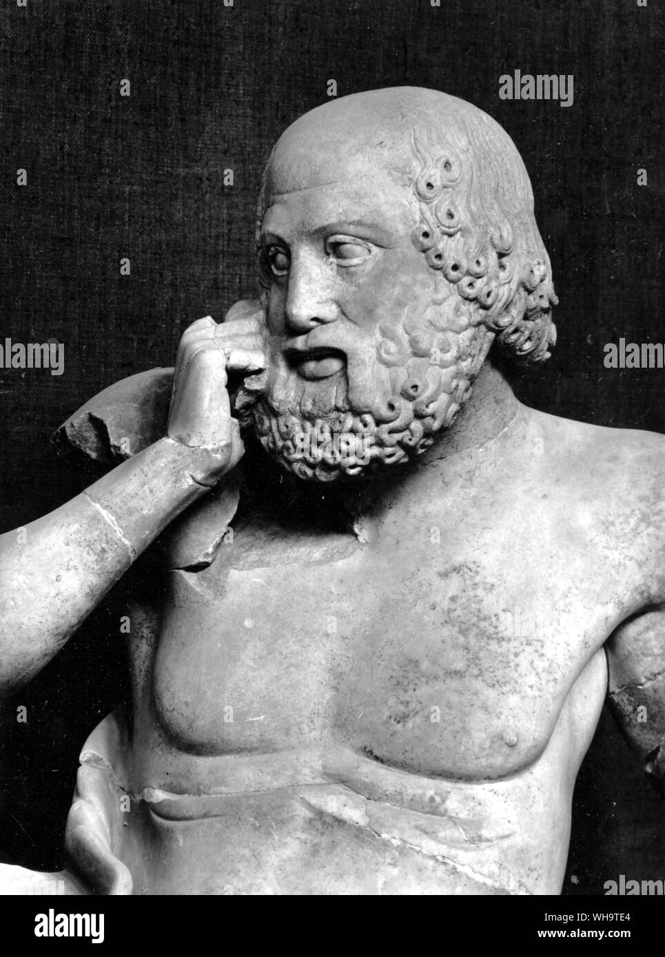 Ein Seher aus dem Giebel der Tempel des Zeus in Olympia. Wie Tiresias er Hammerlinie vor Katastrophe, aber machtlos ist, um es zu verhindern. Stockfoto