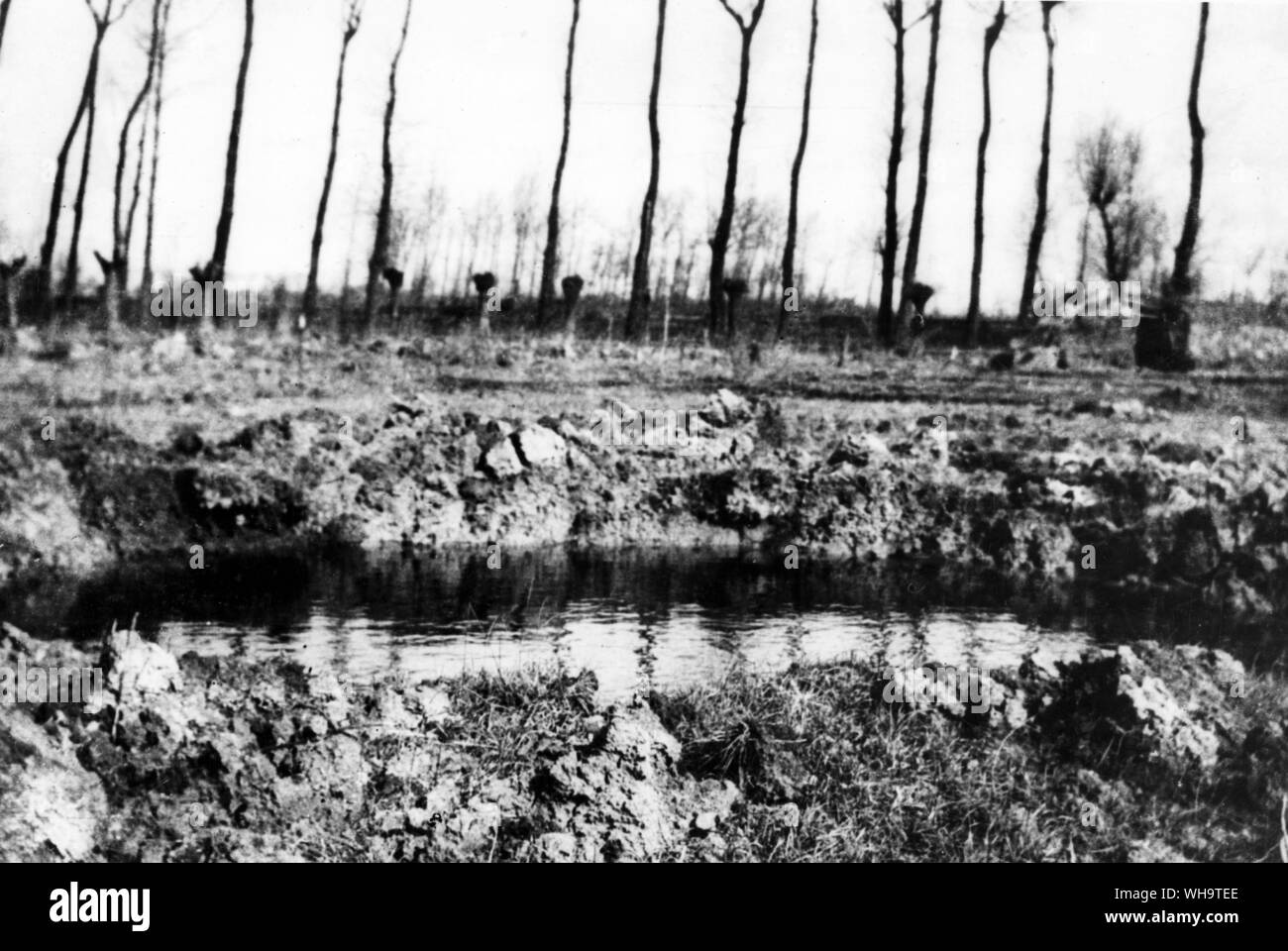 WW1: Frankreich: Le Plantin, Festubert, März 1915. Große shell Krater. Stockfoto